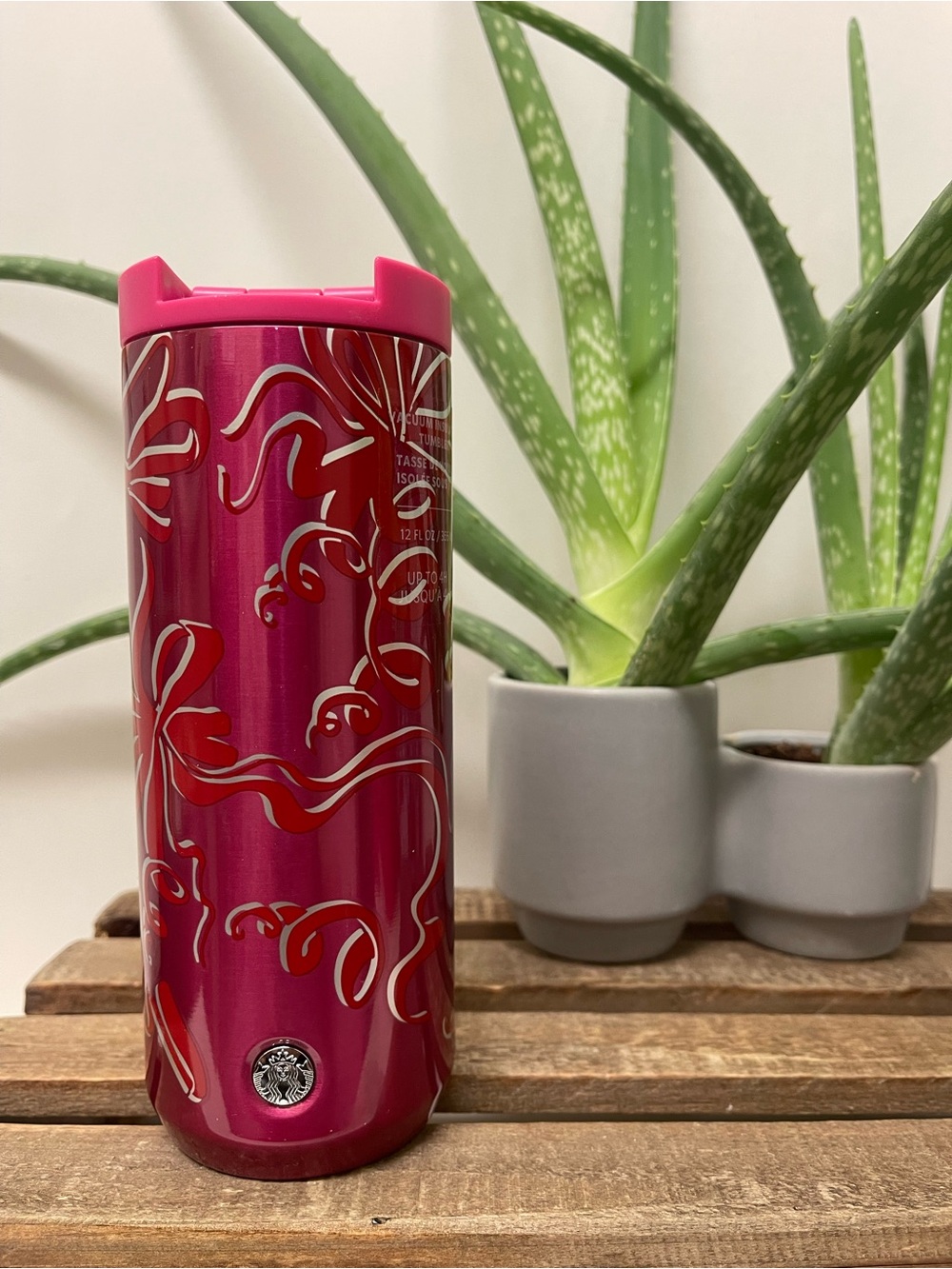 Starbucks 12oz Pink and Red Swirl Stainless Steel Travel Tumbler